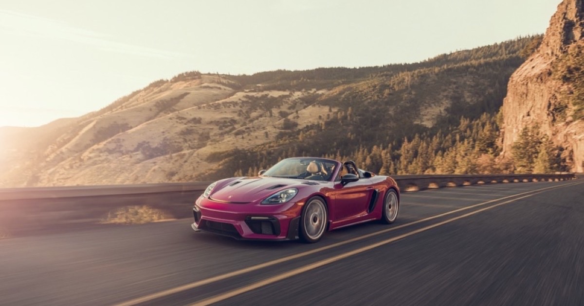 Porsche 718 Cayman GT4 RS on a coastal road